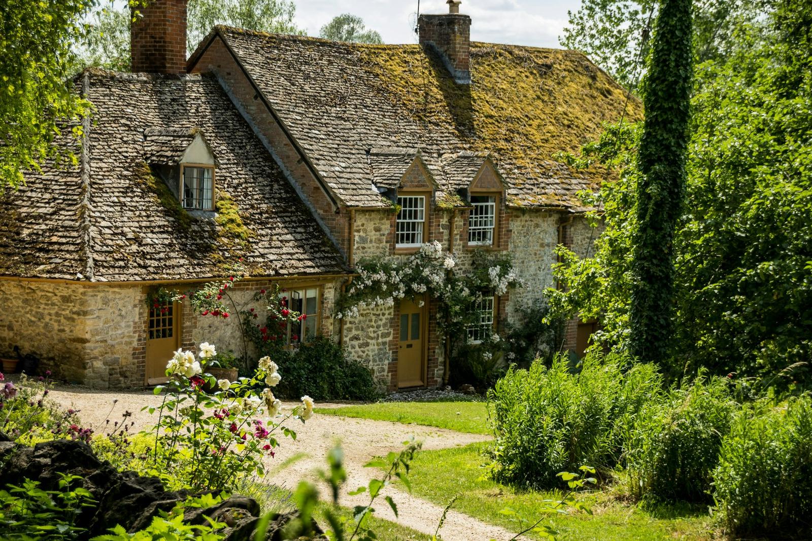 Stone cottages in an English village